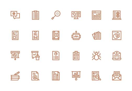 Thick Line Line Style Report Icons with 24 Vectors Responsive Icon Set for Flexible Layouts