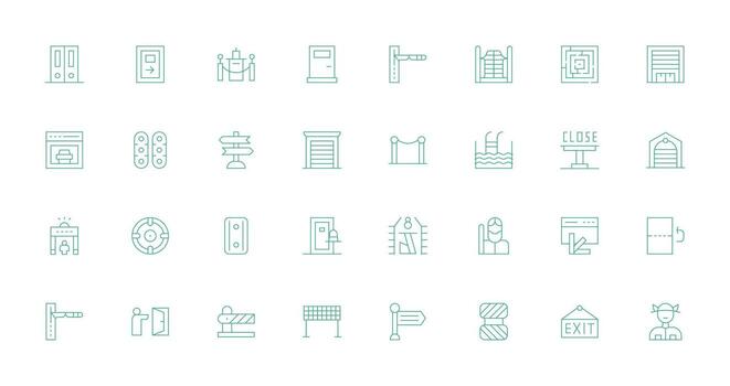 salida conjunto con 32 Delgado línea íconos alta calidad icono paquete vector