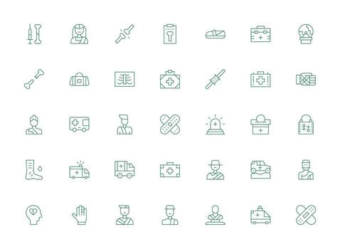 Light Line Style Trauma Icons with 35 Vectors Icons Built for Visual Consistency Pack