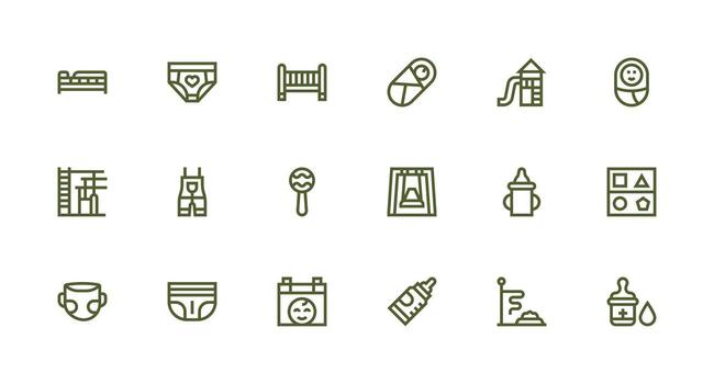 18 fuerte carrera línea íconos para niñito gráficos sencillo íconos para interfaz y wireframes vector