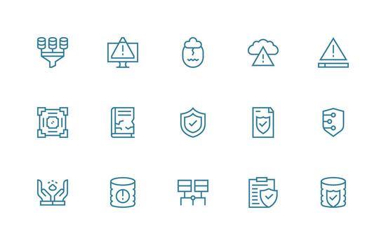Data Integrity featuring 15 Icons in Regular Line Design Simple Icons for Interface and Wireframes vector