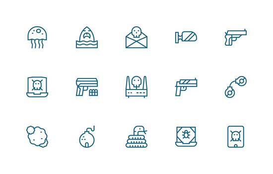 Threat featuring 15 Icons in Regular Line Design User Interface Icons for Digital Products vector