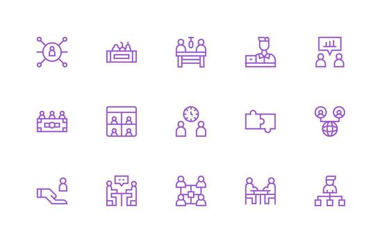 regular línea estilo colaboración íconos con 15 vectores profesional icono paquete para desarrollo trabajo