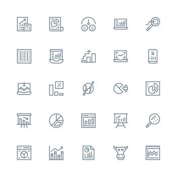 Trend Visual Pack containing 25 Medium Stroke Outline Icons Minimal Icon Set for Interface Projects vector