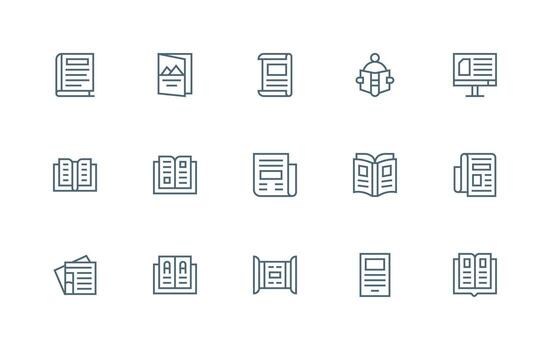 15 Icons for Newspaper in Regular Line Format Balanced Icon Set for Functional Design vector
