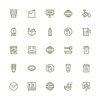 vacío conjunto con 25 medio carrera contorno íconos estilo icono conjunto vector