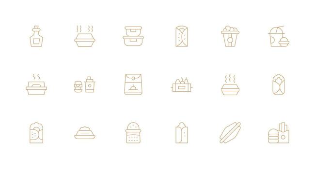 Minimal Line Style Lunchbox Icons with 18 Vectors UI-Ready Icon Collection