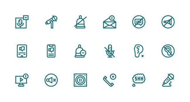 Mute Icon Collection with 18 Strong Stroke Line Designs Scalable Icons for Cross-Platform Interfaces vector