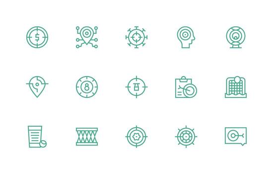 objetivo conjunto con 15 regular línea íconos versátil icono colección para diseñadores vector