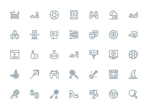 jugar incluso 35 regular limpiar línea ilustraciones escalable íconos para multiplataforma interfaces vector