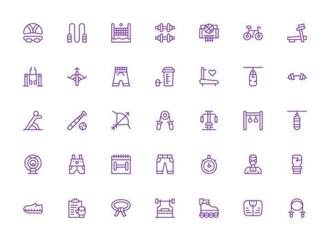 35 Icons for Exercise in Regular Clean Line Format Digital Icon Collection vector