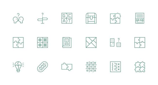 18 Minimal Line Style Icons from Puzzle Collection Scalable Icons for Cross-Platform Interfaces vector