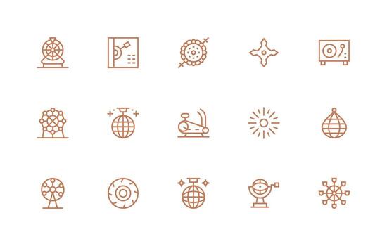 15 regular línea vectores para hilado tema completar icono haz para web diseño