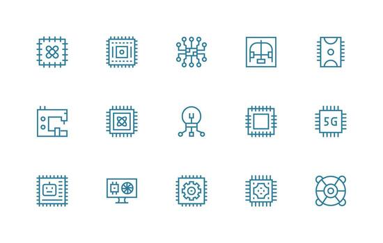 15 Regular Line Vectors for Processor Theme Interface Icons for Daily Use
