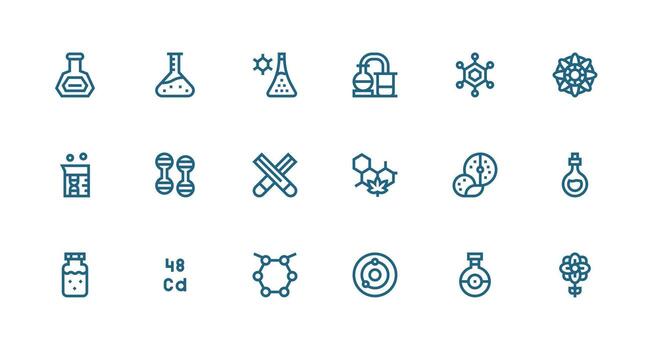 18 Strong Stroke Line Icons for Compound Graphics Scalable Icons for Cross-Platform Interfaces vector