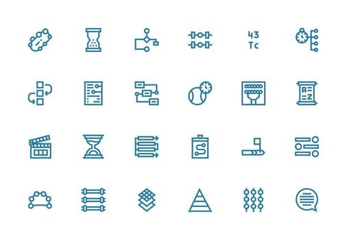 Thick Line Line Style Sequence Icons with 24 Vectors Functional Icon Series