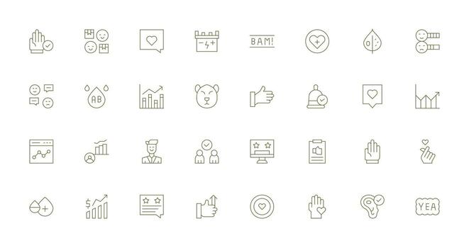 32 Icons for Positive in Thin Line Format Clean Icon Set Icon Pack for UI Projects vector