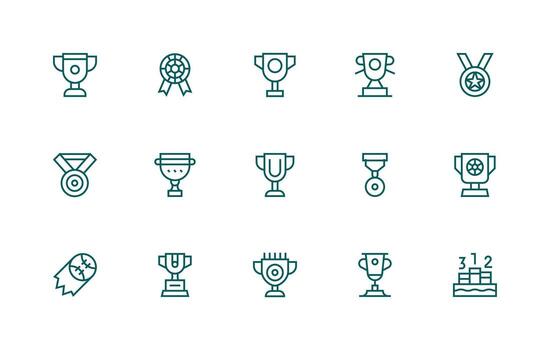 15 Icons for Second Place in Regular Line Format Pixel Perfect Icons for Modern Apps vector