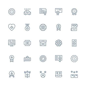 calidad icono colección con 25 medio carrera contorno diseños simplificado icono paquete para visual herramientas vector