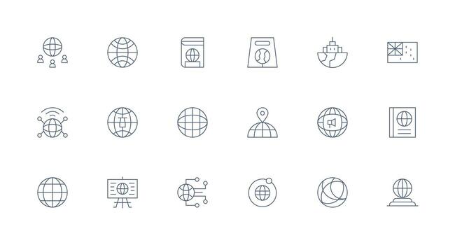 International Icon Set with 18 Minimal Line Graphics Multi-Purpose Icon Pack for Templates vector