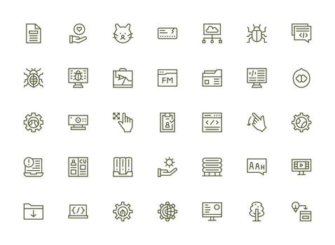 Application Visual Pack containing 35 Regular Clean Line Icons Clean Icon Set Icon Pack for UI Projects vector