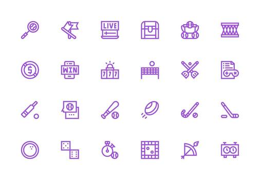 Thick Line Line Style Game Icons with 24 Vectors Sharp Icons for Presentations