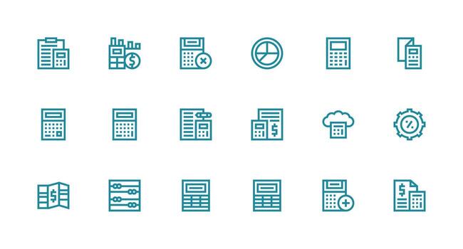 cálculo icono conjunto con 18 fuerte carrera línea gráficos listo para la interfaz de usuario icono colección vector