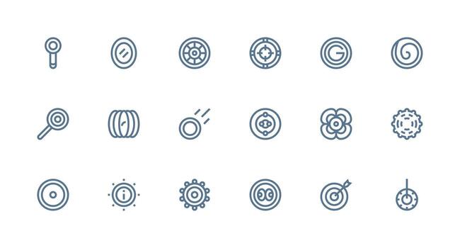 Concentric Icon Set with 18 Strong Stroke Line Graphics Interface Icon Collection vector