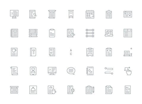 35 Light Line Vectors for List Theme Full Icon Library for UI Designers
