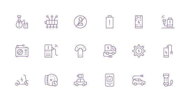 Minimal Line Icons from Battery Set with 18 Vectors Interface Icon Collection for Daily Projects