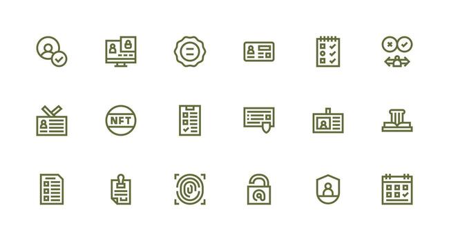 18 Strong Stroke Line Icons for Verification Graphics Icon Pack for Various Themes vector