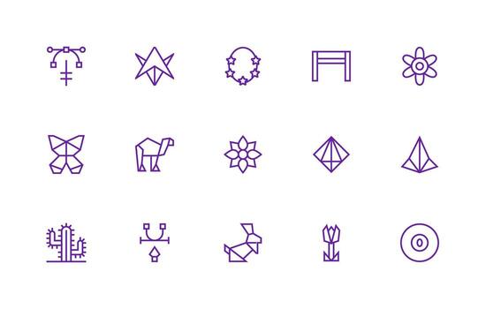 Shape Icon Set with 15 Regular Line Graphics Flat Icon Set vector