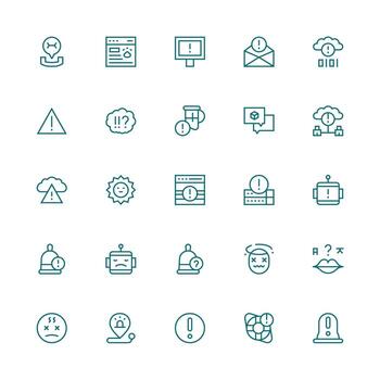 problema conjunto con 25 medio carrera contorno íconos esencial íconos para rápido ui edificio vector