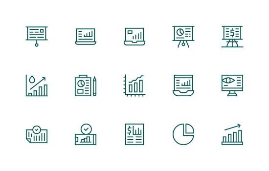 15 Regular Line Style Icons from Graph Collection Icon Set vector