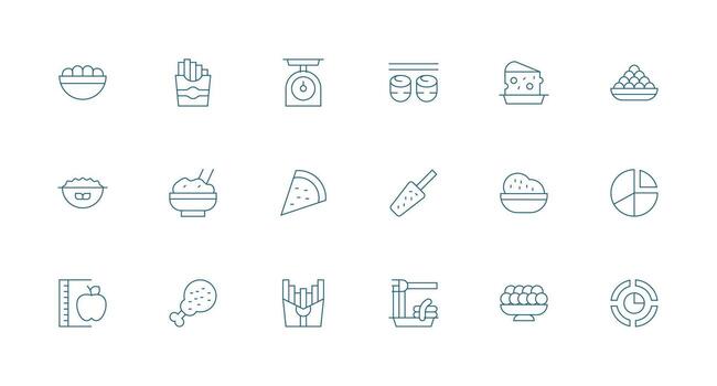 18 Minimal Line Style Icons from Portion Collection Simplified Icon Pack for Visual Tools vector
