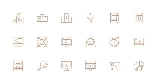 18 Icons for Results in Minimal Line Format Scalable Icons for Cross-Platform Interfaces vector