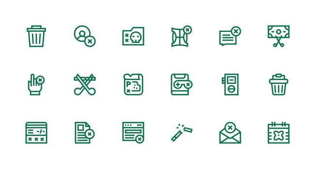 18 fuerte carrera línea diseños para Eliminar íconos simplificado icono paquete para visual herramientas vector