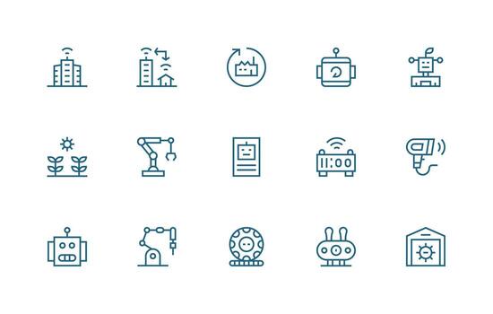 Automation featuring 15 Icons in Regular Line Design Editable Icon Collection vector
