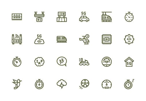 Speed Design Icons featuring 24 in Thick Line Line Style Fully Editable Icon Set for Web vector