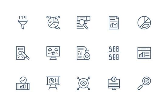 Regular Line Icons from Data Analysis Set with 15 Vectors Line Icon Collection