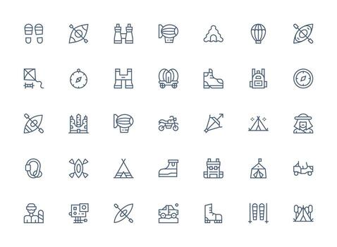 35 Icons for Adventure in Regular Clean Line Format Clean Icon Set Icon Pack for UI Projects vector