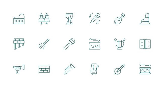 Minimal Line Icons from Musical Instrument Set with 18 Vectors Neatly Designed Icons for Web Platforms