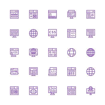 25 Medium Stroke Outline Vectors for Browser Theme Core Icon Collection for Daily Tasks