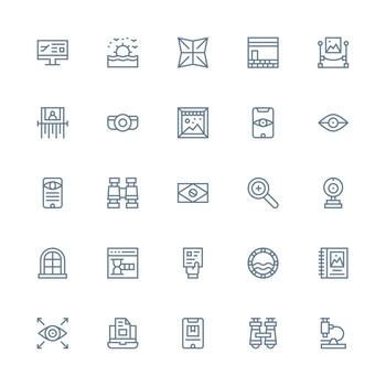 ver icono conjunto con 25 medio carrera contorno gráficos personalizable icono serie para móvil pantallas vector