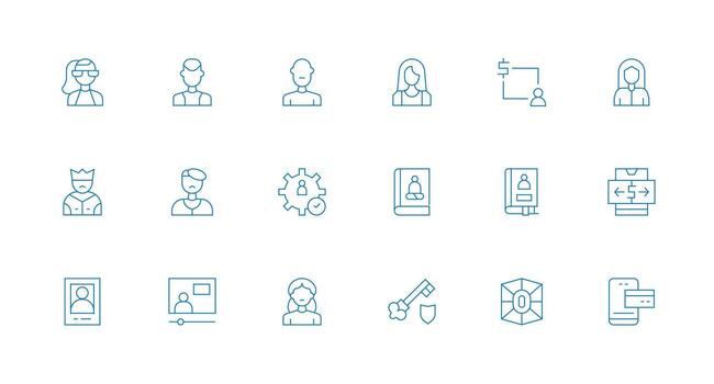Account Icon Set with 18 Minimal Line Graphics Pixel Perfect Icon Set vector