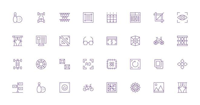 Frame Icon Collection with 32 Thin Line Designs Scalable Icon Pack vector