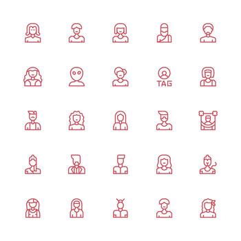 25 íconos para usuario icono en medio carrera contorno formato sencillo icono paquete vector