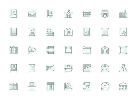 35 Icons for Library in Light Line Format Clean Icon Set Icon Pack for UI Projects vector