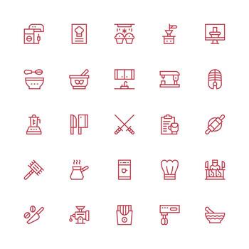 Preparation including 25 Medium Stroke Outline Illustrations Clean Icon Set Icon Pack for UI Projects vector