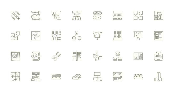 Delgado línea íconos desde componentes conjunto con 32 vectores detallado icono colección para diseño sistemas